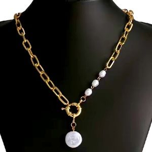 Modern Elegant Chunk Pearl Gold 14k plated Necklace